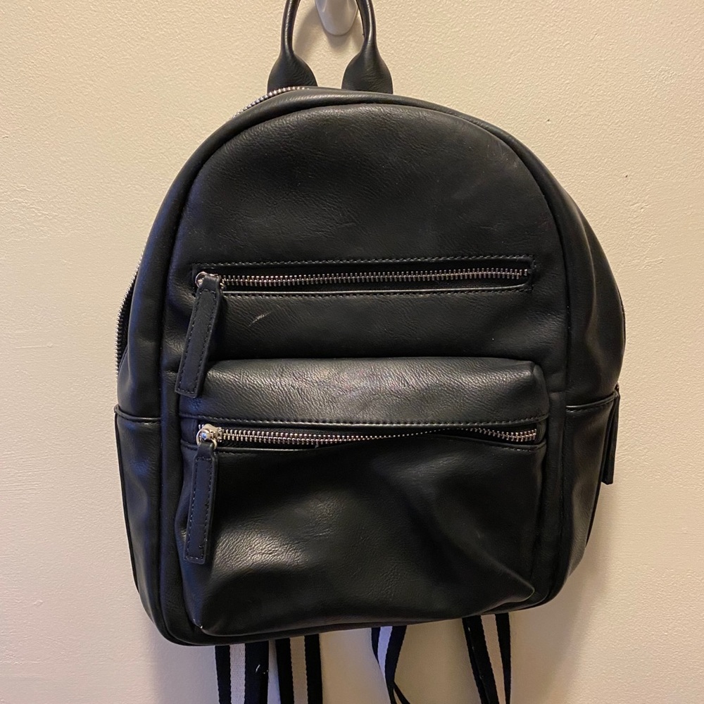 Nordstrom black faux leather backpack